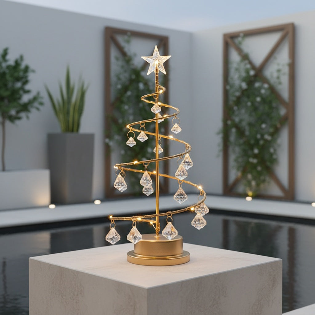 Twinkspire - Beleuchteter Deko-Baum in Spiralform mit Kristallanhängern