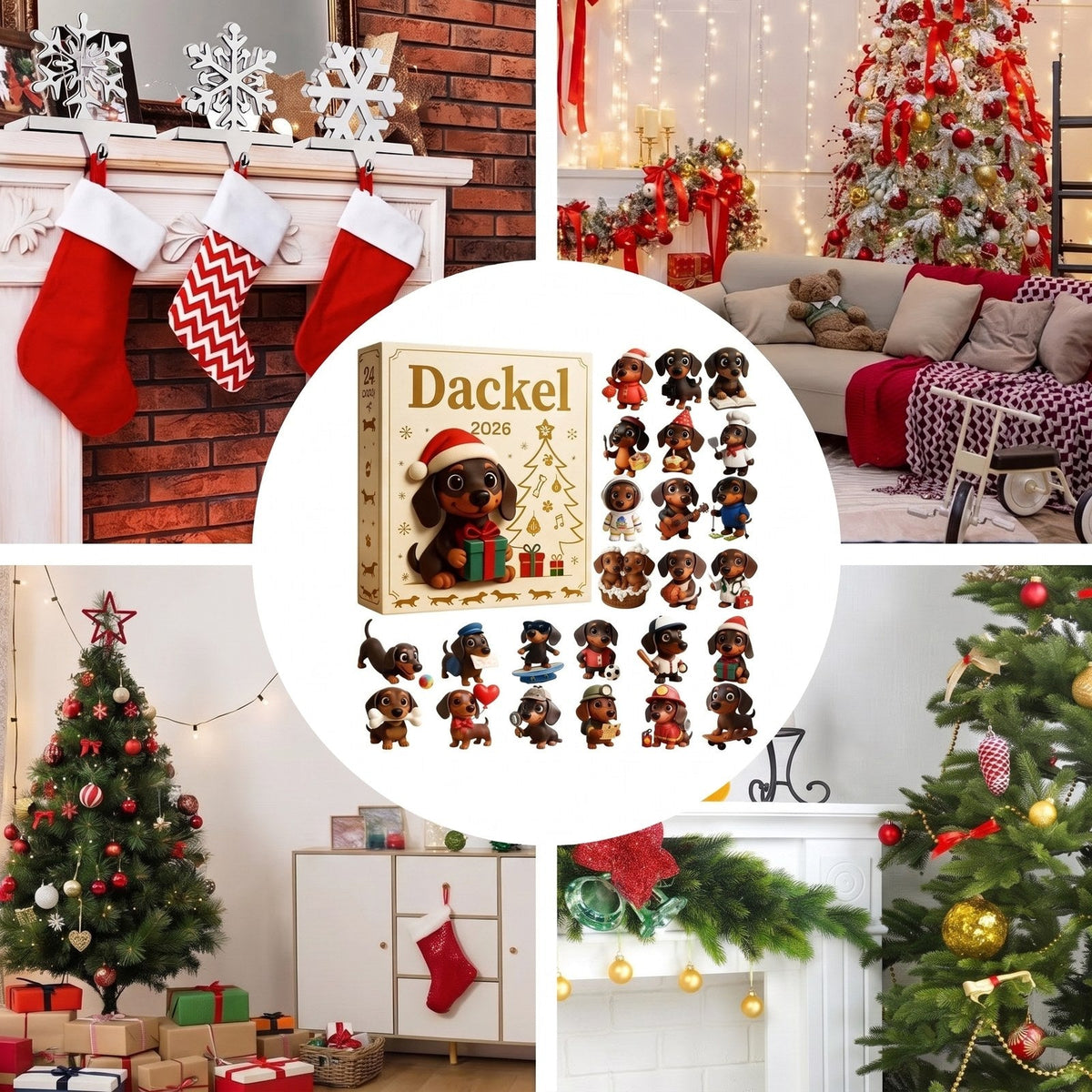 Dackel-Adventskalender mit 24 Acryl-Anhängern