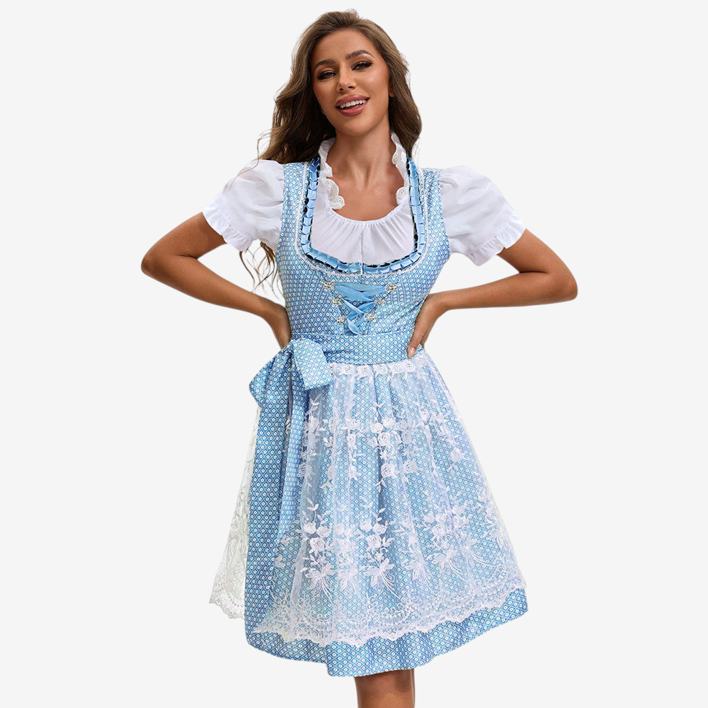 Damen-Dirndl mit Herzausschnitt und geschnürter Taille