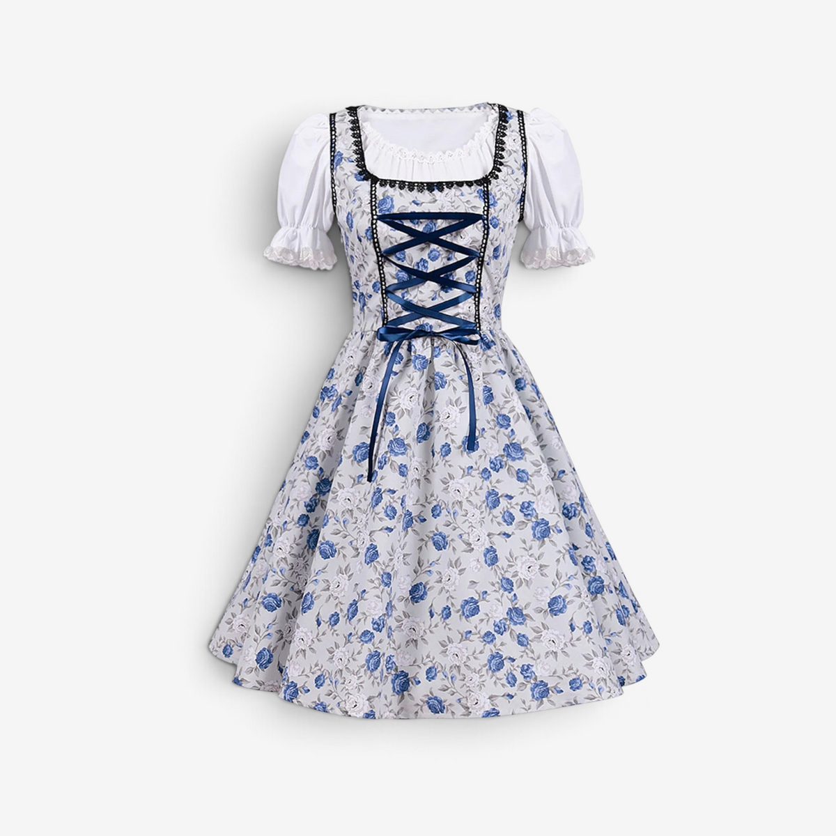 Blumella - Damen-Oktoberfestkleid mit Blumenmuster und Schürze