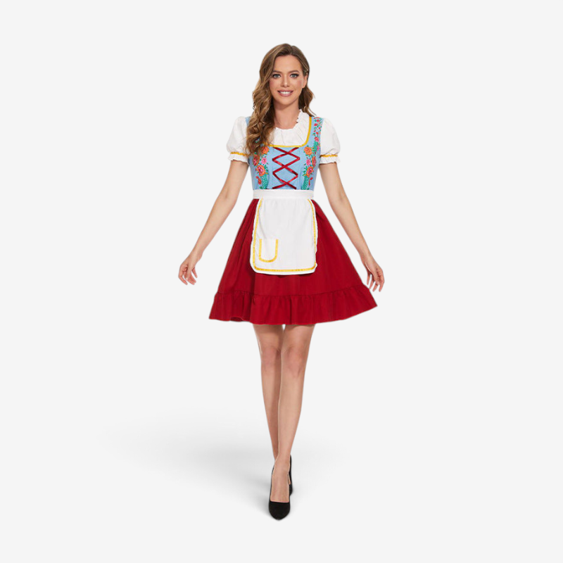 Damen-Trachtenkleid mit Schnürmieder und abnehmbarer Schürze