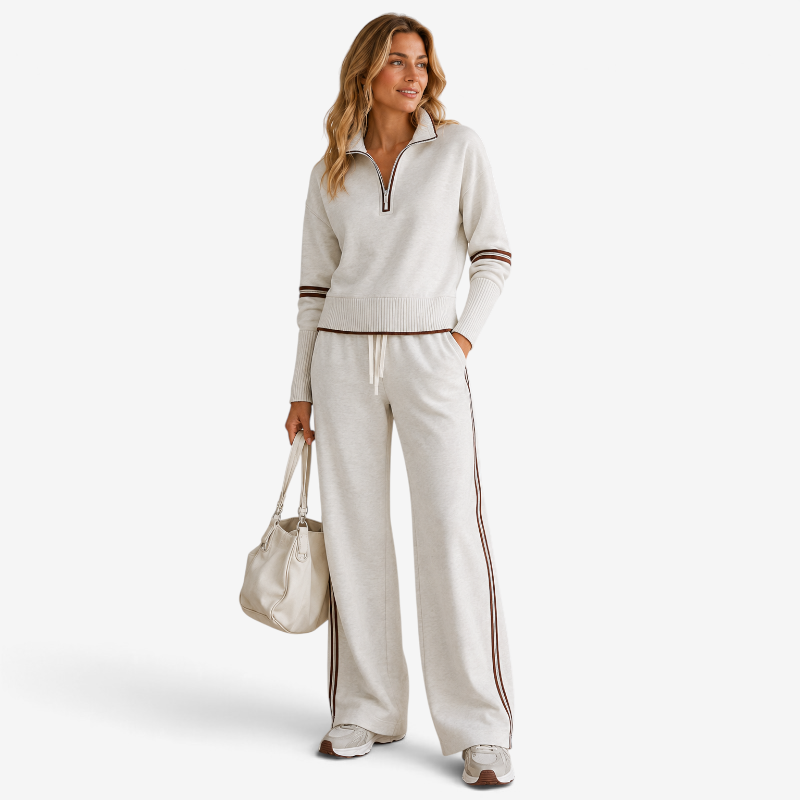 Setora - Damen Zweiteiler mit Halb-Reißverschluss-Pullover und Hose