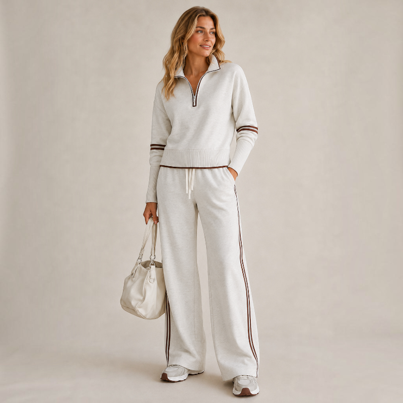 Setora - Damen Zweiteiler mit Halb-Reißverschluss-Pullover und Hose