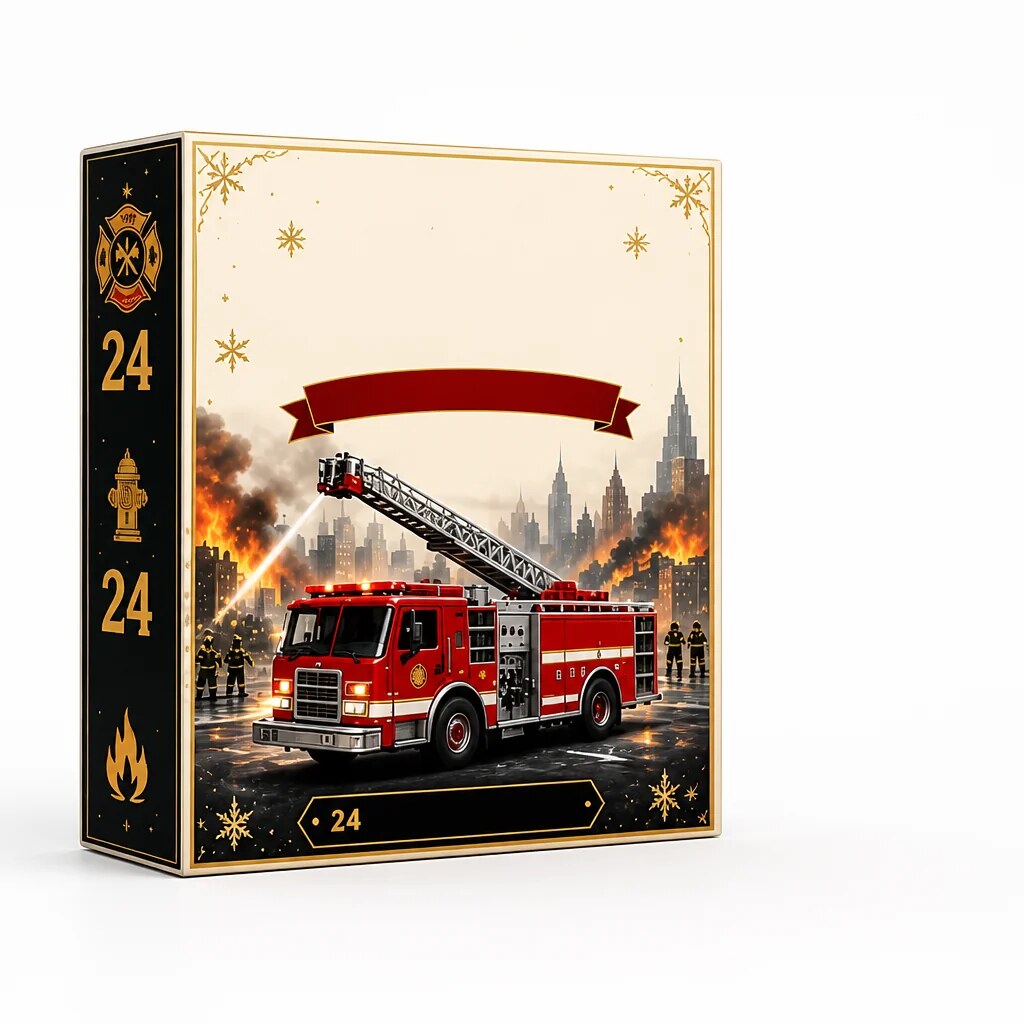 Firemas - Adventskalender mit Feuerwehrfiguren und Acryl-Türchen