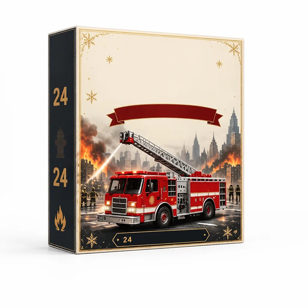 Firemas - Adventskalender mit Feuerwehrfiguren und Acryl-Türchen