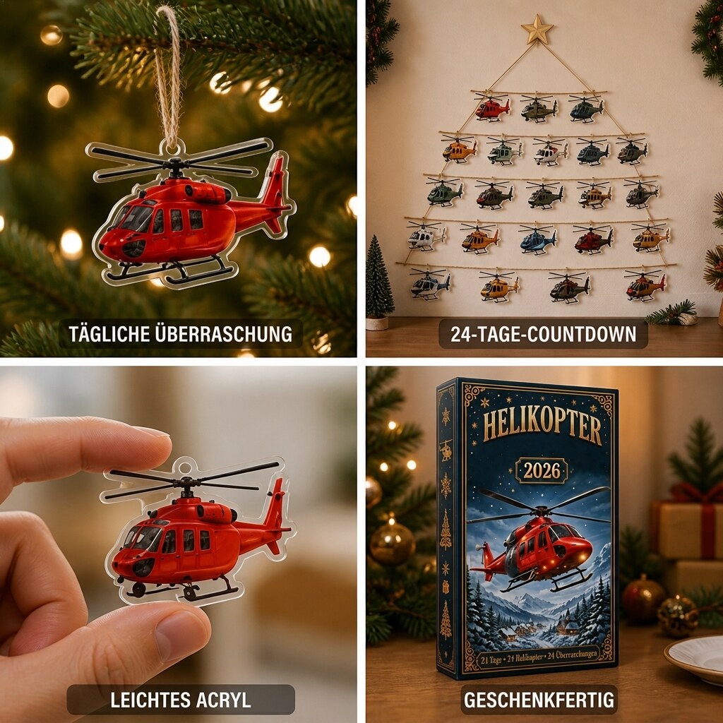 NoelWings - Adventskalender mit Flugzeug-Anhängern aus Acryl