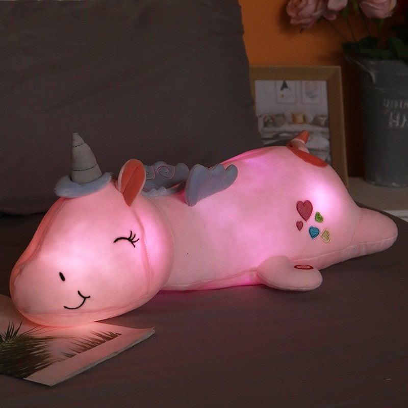 Leuchtendes Einhorn Plüschtier mit LED Nachtlicht