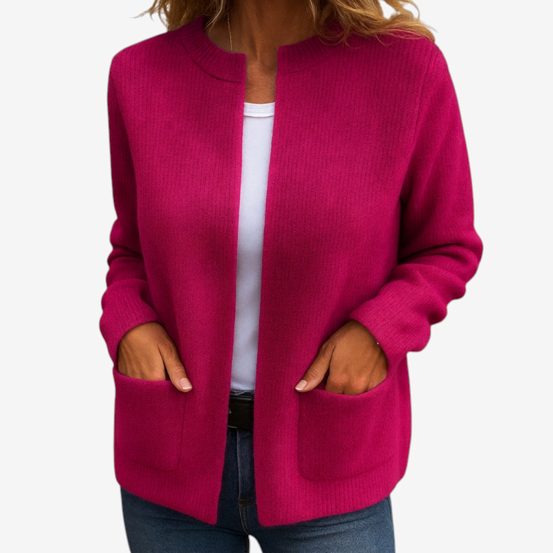 Zipmora - Damen Strickjacke mit Reißverschluss und zwei Taschen