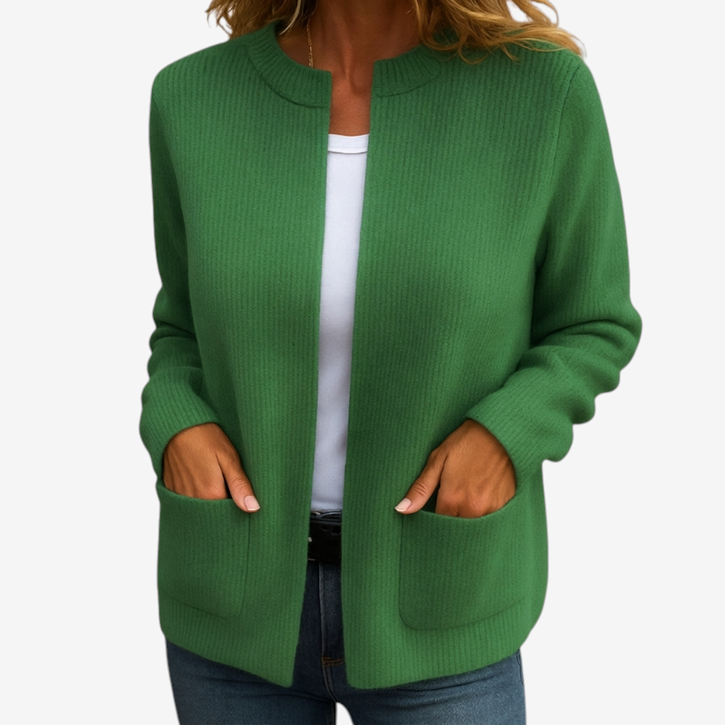 Zipmora - Damen Strickjacke mit Reißverschluss und zwei Taschen