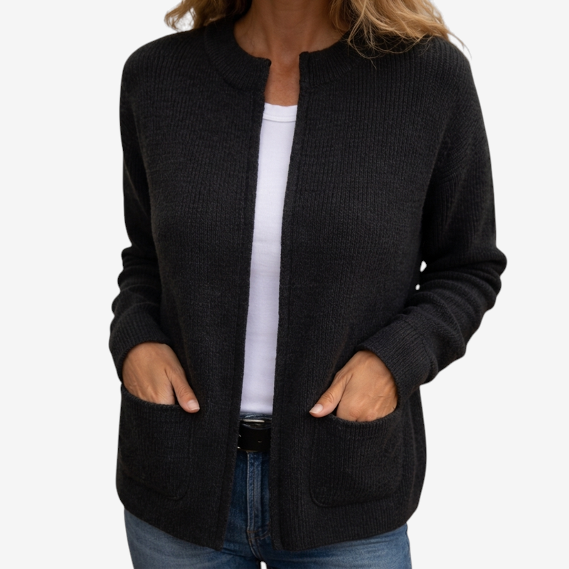 Zipmora - Damen Strickjacke mit Reißverschluss und zwei Taschen
