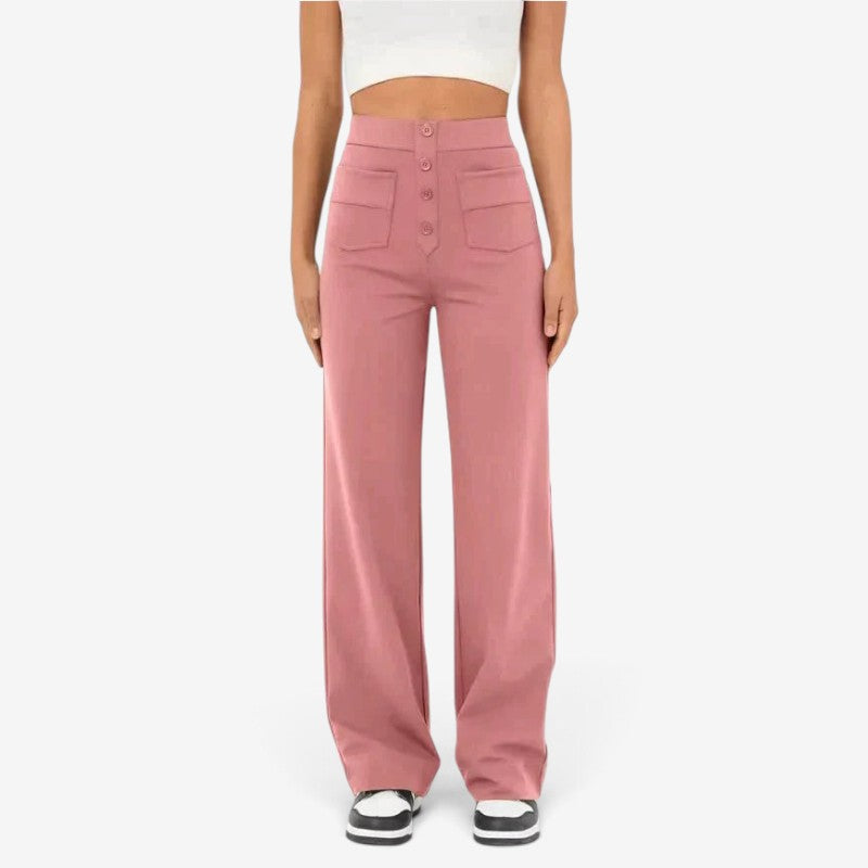 Trouselle - Damen-Freizeithose mit hoher Taille und geradem Beinschnitt