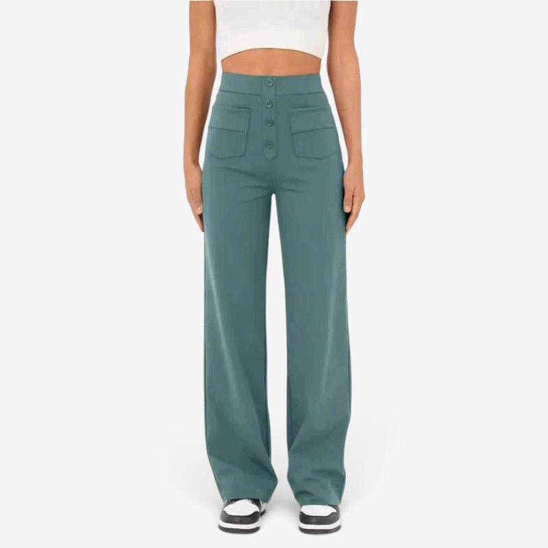 Trouselle - Damen-Freizeithose mit hoher Taille und geradem Beinschnitt