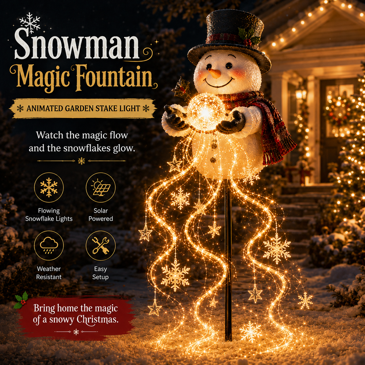 Snowlume - Solar-Schneemann-Gartenleuchte mit Kaskaden-Lichteffekt
