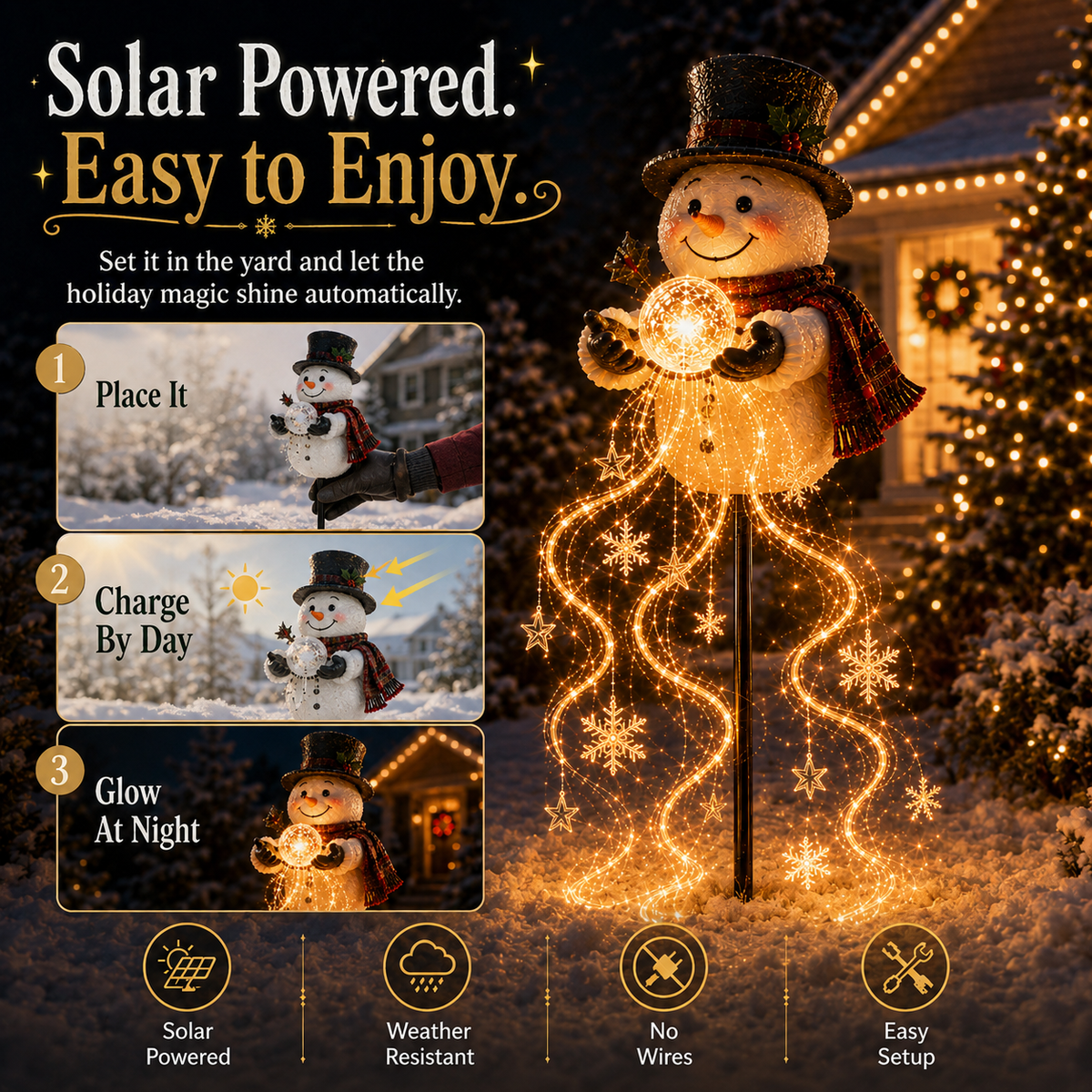 Snowlume - Solar-Schneemann-Gartenleuchte mit Kaskaden-Lichteffekt