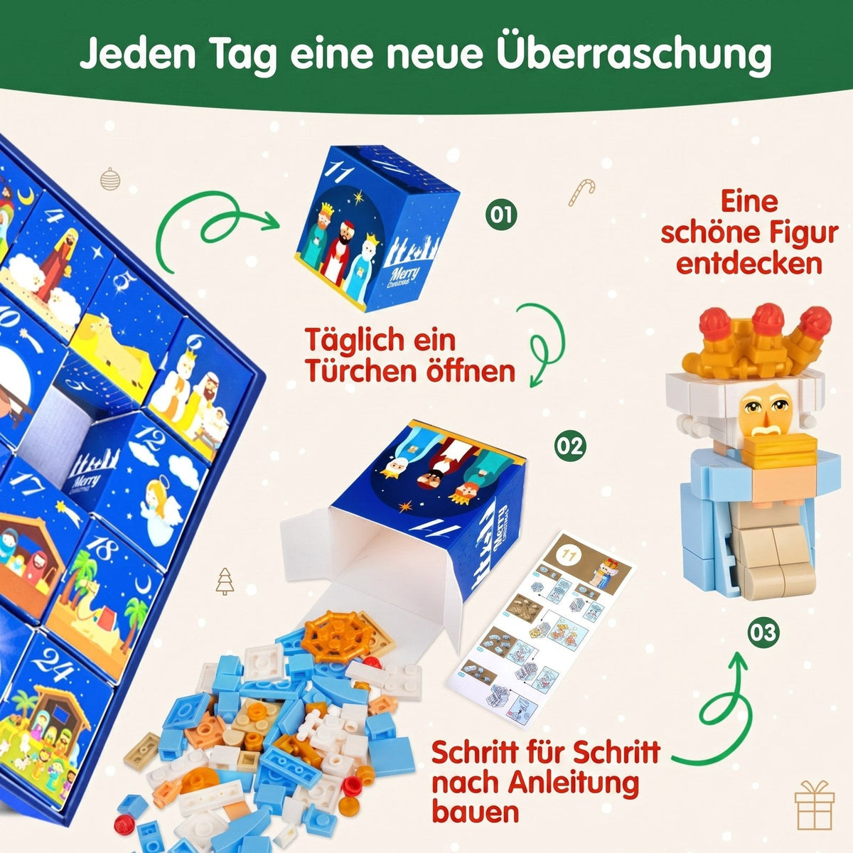 Holybricks - Adventskalender mit Krippen-Bausteinen zum Zusammenbauen