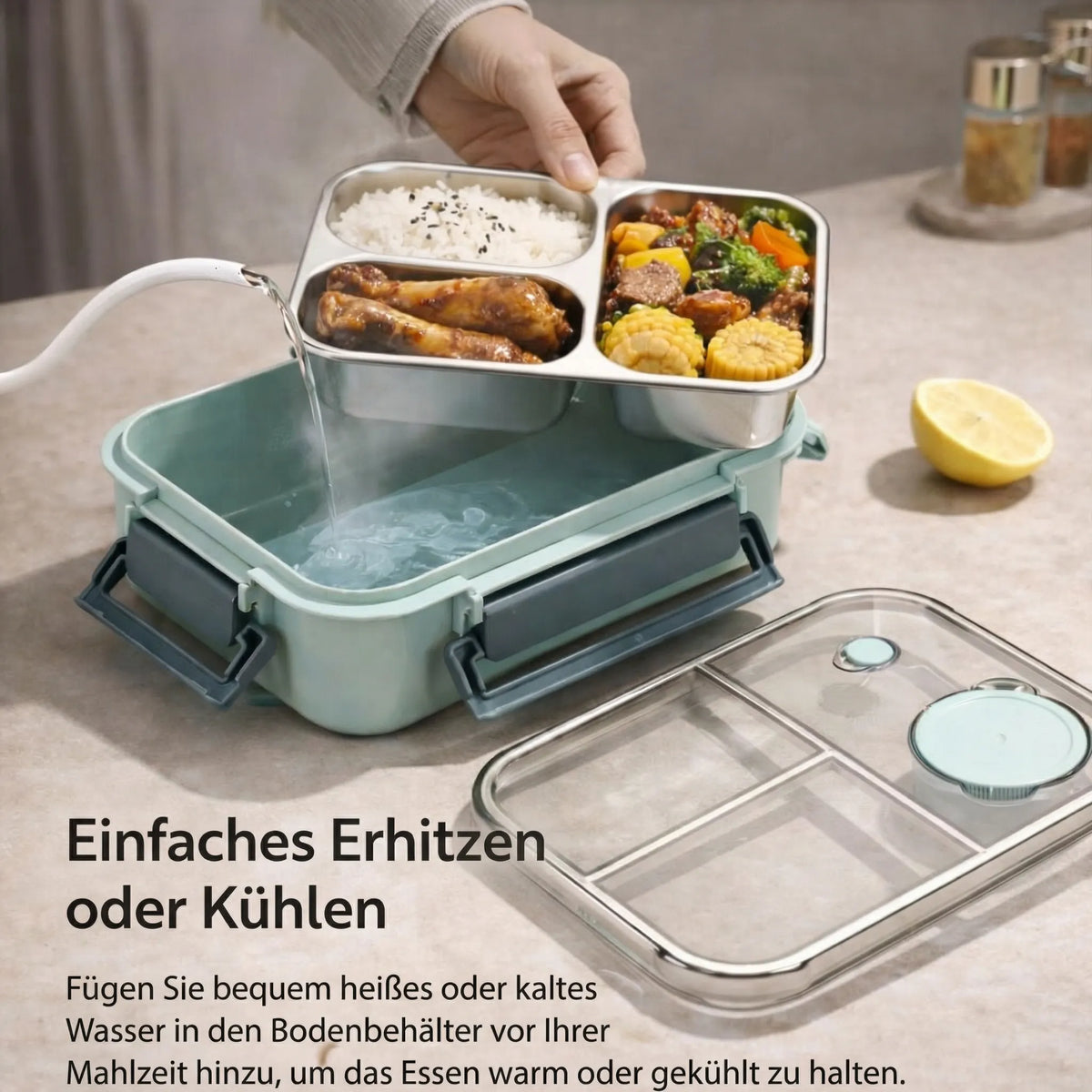 Mealvault - Thermobehälter für Essen mit Edelstahlfächern