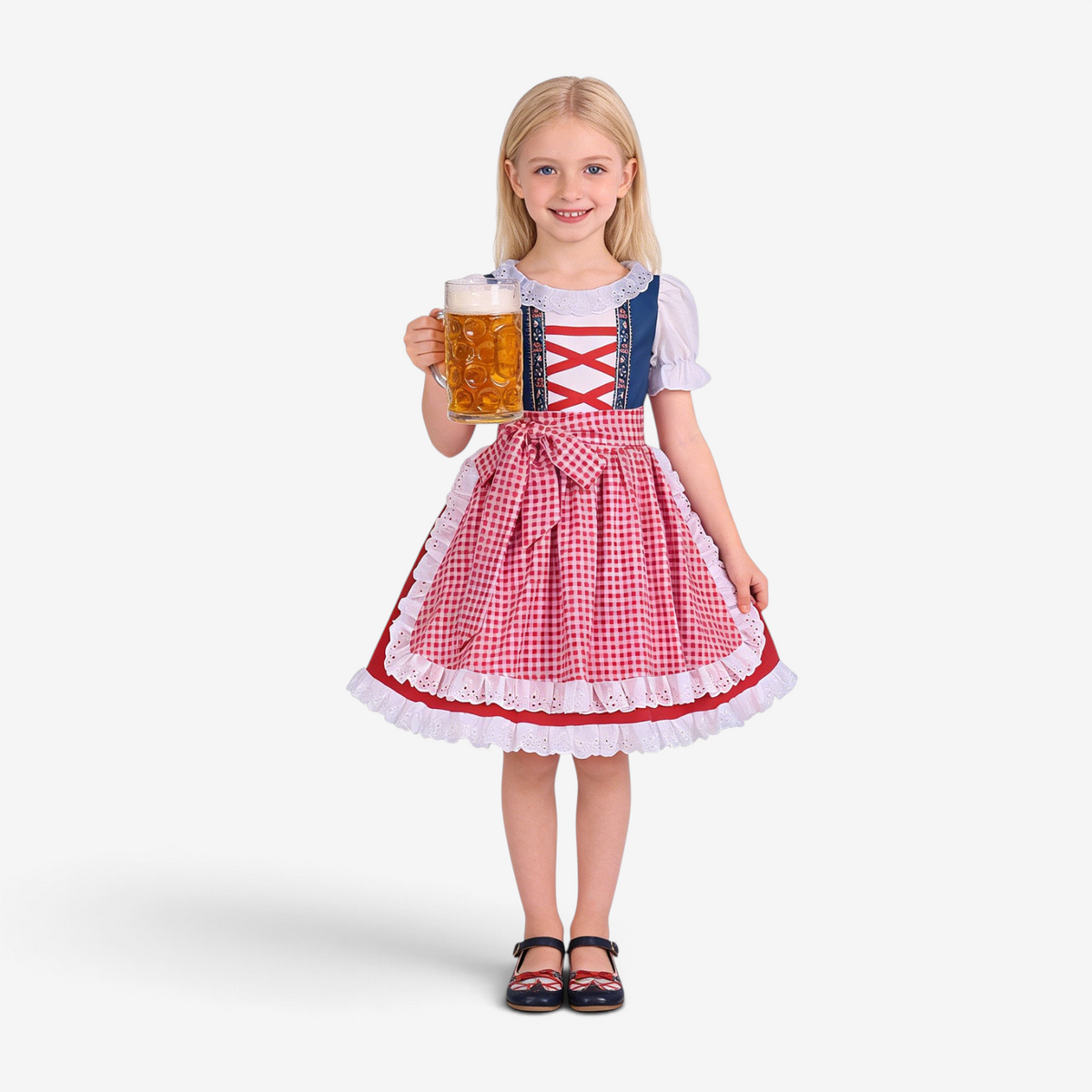 Mädchen-Dirndl mit bestickter Schürze