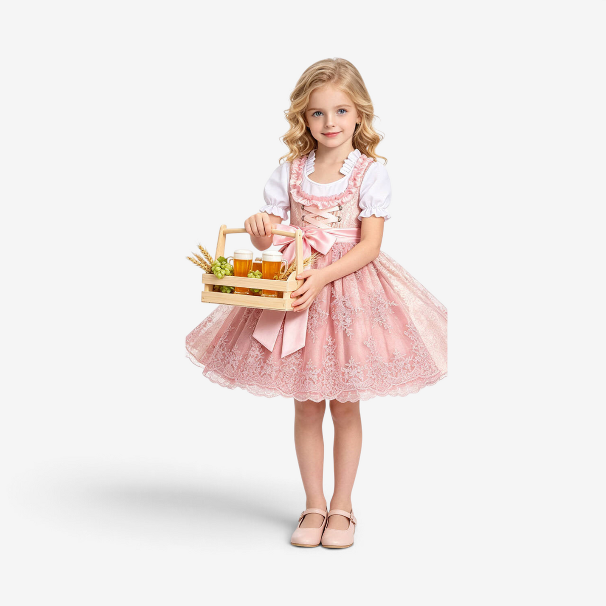 Mädchen-Dirndl mit bestickter Schürze