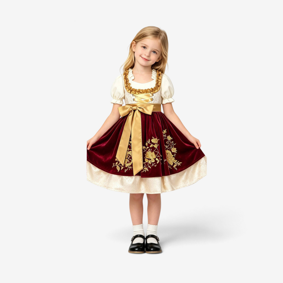 Mädchen-Dirndl mit bestickter Schürze