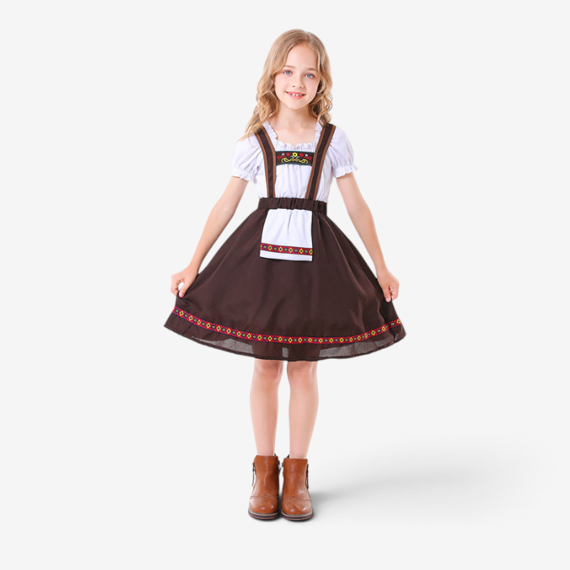 Mädchen-Dirndl mit angenähter Schürze