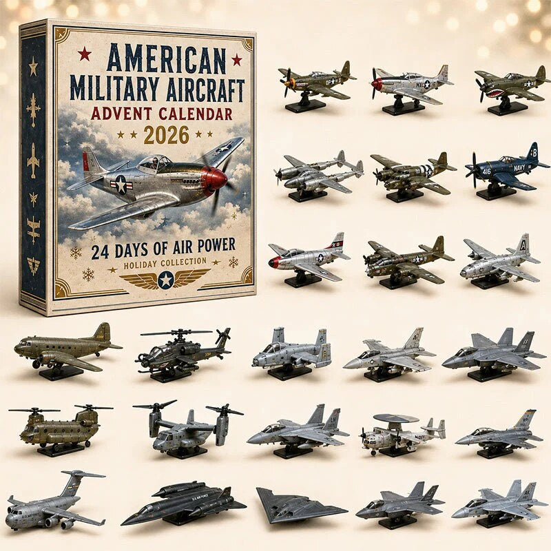 Militärflugzeug-Adventskalender mit 24 Flugzeugen zum Sammeln