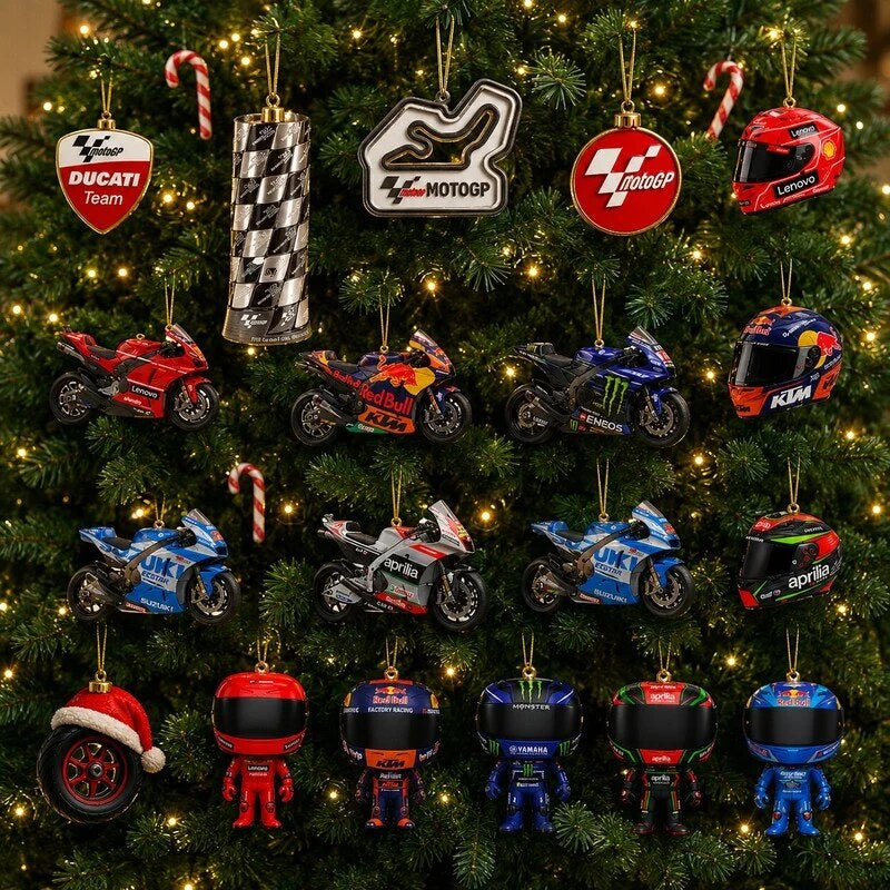 Motorsport-Adventskalender mit Motorrädern und Rennfahrern