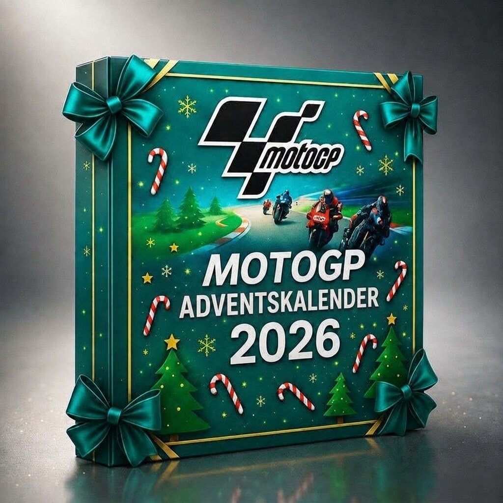 Motorsport-Adventskalender mit Motorrädern und Rennfahrern