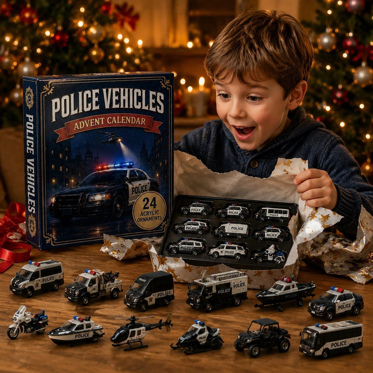 Polizei-Adventskalender mit 24 Einsatzfahrzeugen