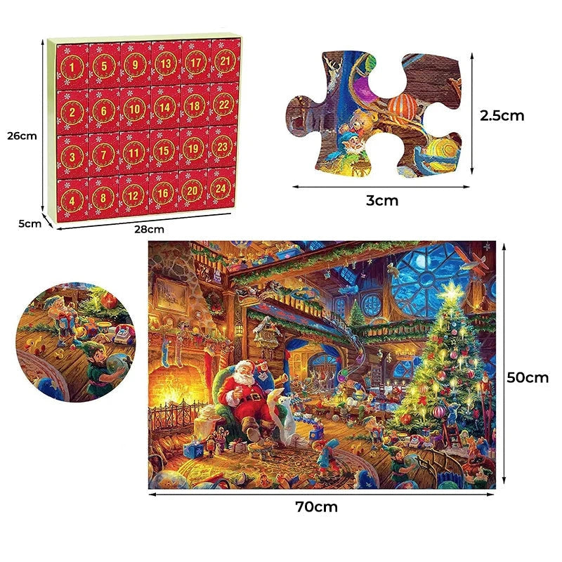 Puzzvent - Puzzle-Adventskalender mit 24 Boxen und 1008 Teilen