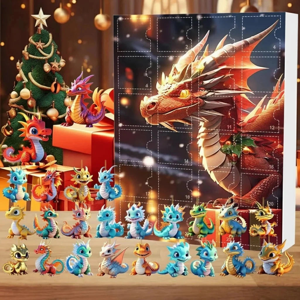 Yuldragon - Adventskalender mit 24 Drachenanhängern in verschiedenen Designs