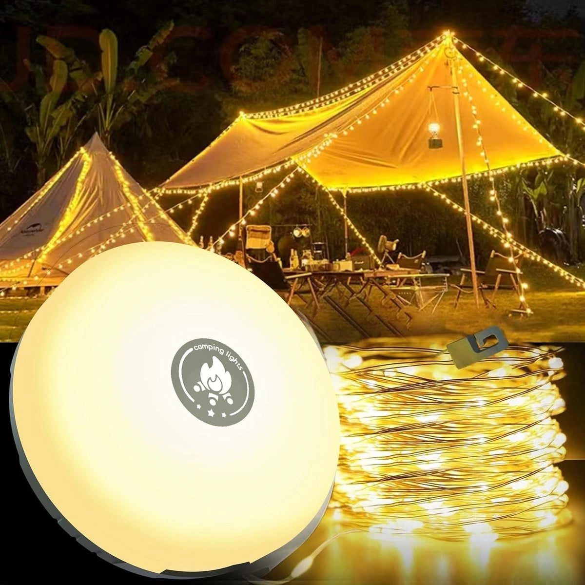 Lanterra - 4-in-1 Campinglampe mit RGB-Lichterkette und Powerbank