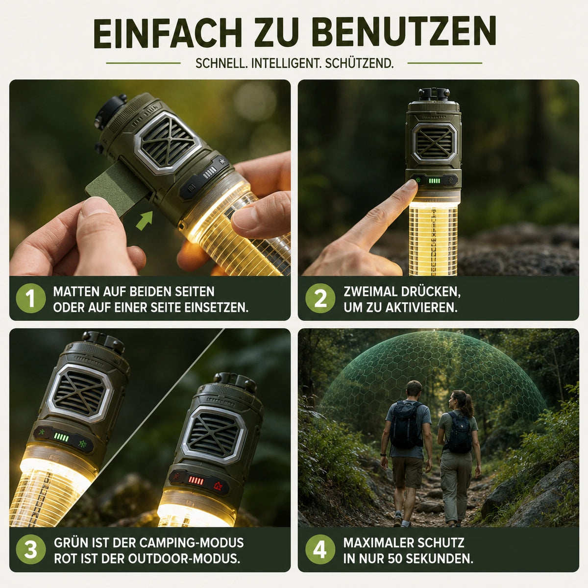 Campora - 2-in-1-Mückenabwehrgerät mit LED-Licht für Outdoor und Camping