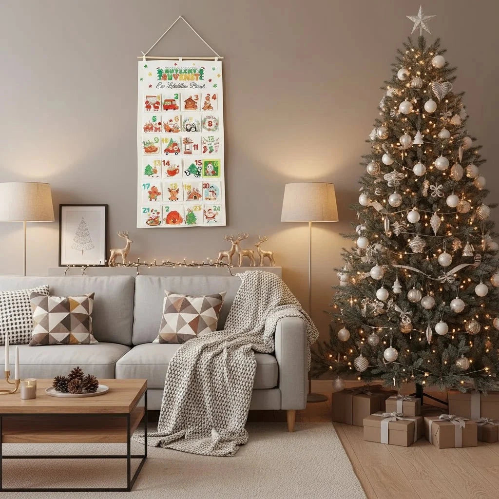 Yulecalendar - Stoff-Adventskalender mit 24 Fächern für die Adventszeit