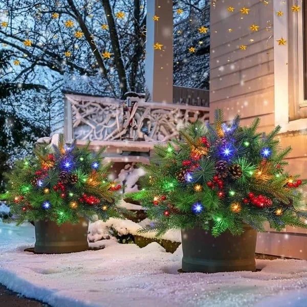 Yuleglow - LED-Urnenzweig mit Schneeoptik