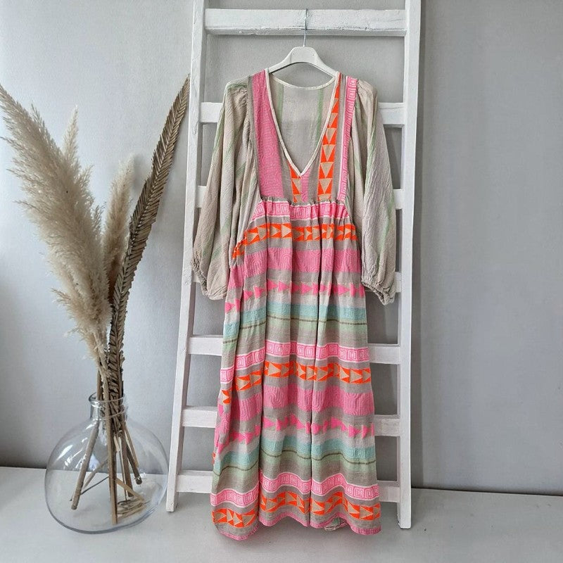 Breeze - Damen-Sommerkleid mit V-Ausschnitt und langen Ärmeln