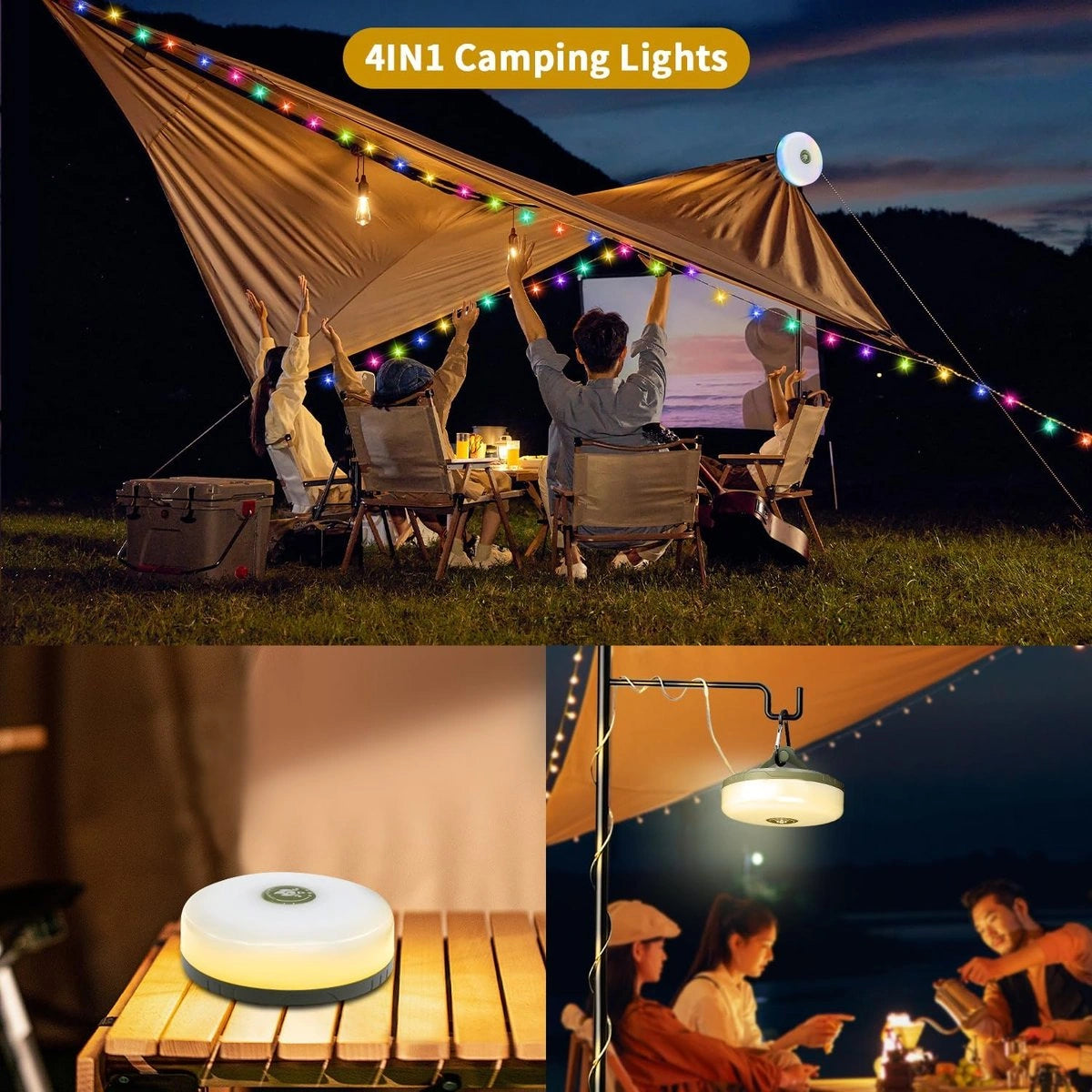 Lanterra - 4-in-1 Campinglampe mit RGB-Lichterkette und Powerbank