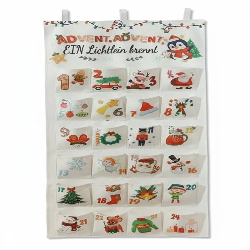 Yulecalendar - Stoff-Adventskalender mit 24 Fächern für die Adventszeit
