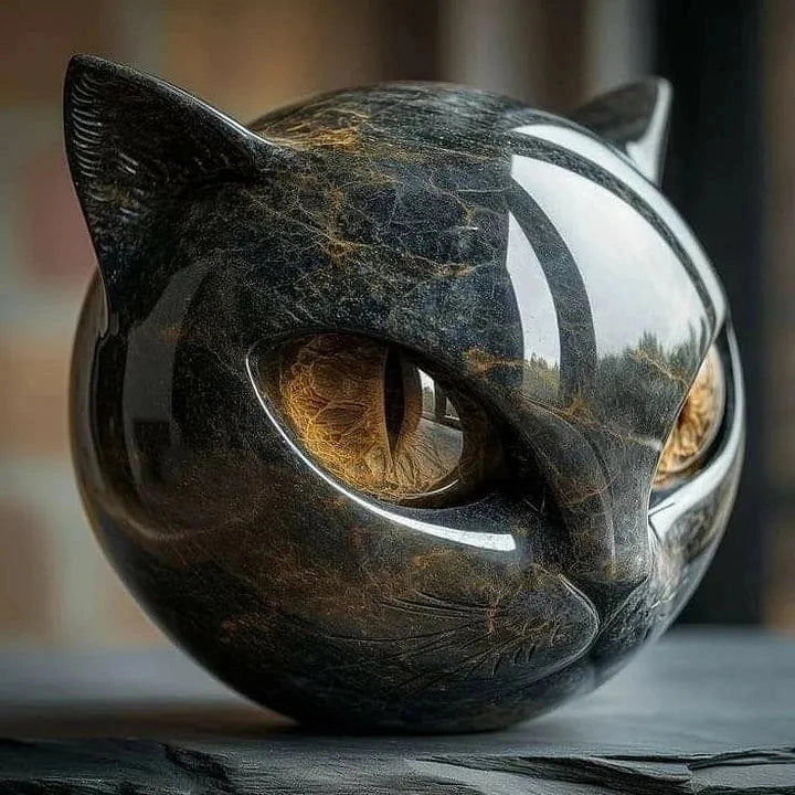 Marbicat - Katzenskulptur mit Marmoroptik für dekorative Innenräume