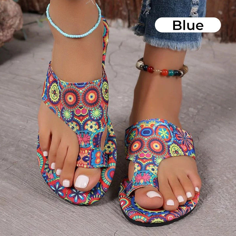 Bohemia - Damen-Sandalen mit Zehenschlaufe und floralem Muster