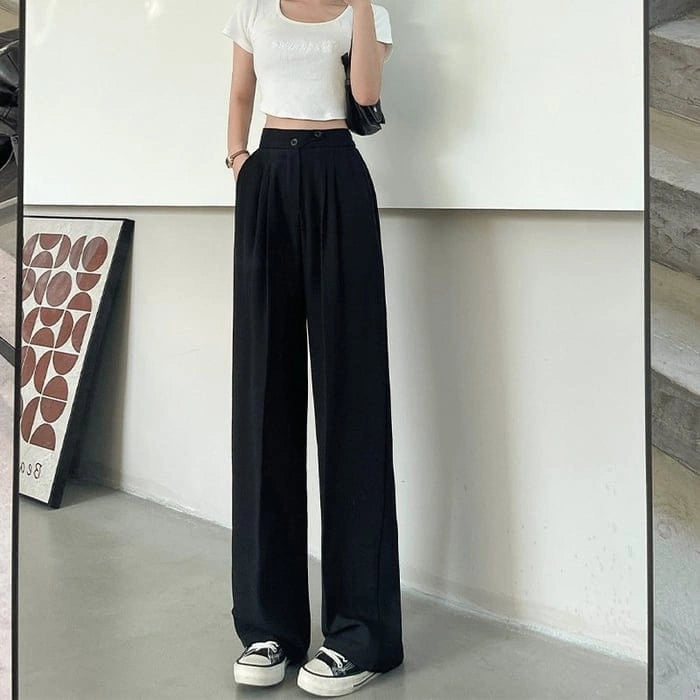 Drape - Damenhose mit hoher Taille und weitem Beinschnitt