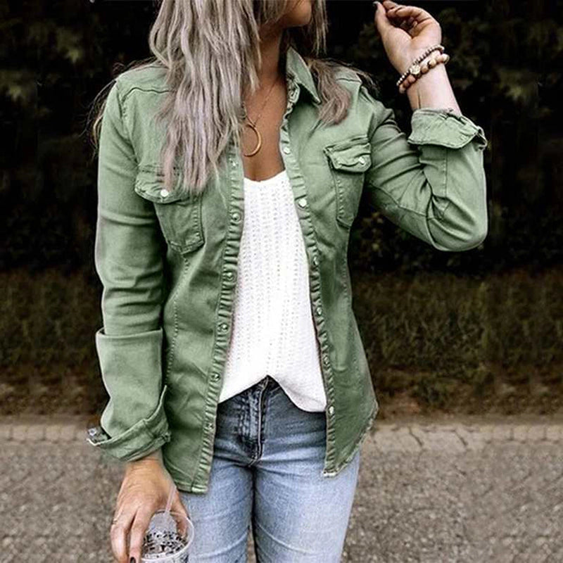 Layering - Damen-Denimjacke mit Vordertaschen