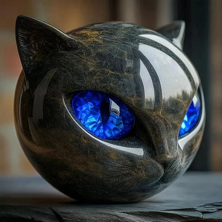 Marbicat - Katzenskulptur mit Marmoroptik für dekorative Innenräume