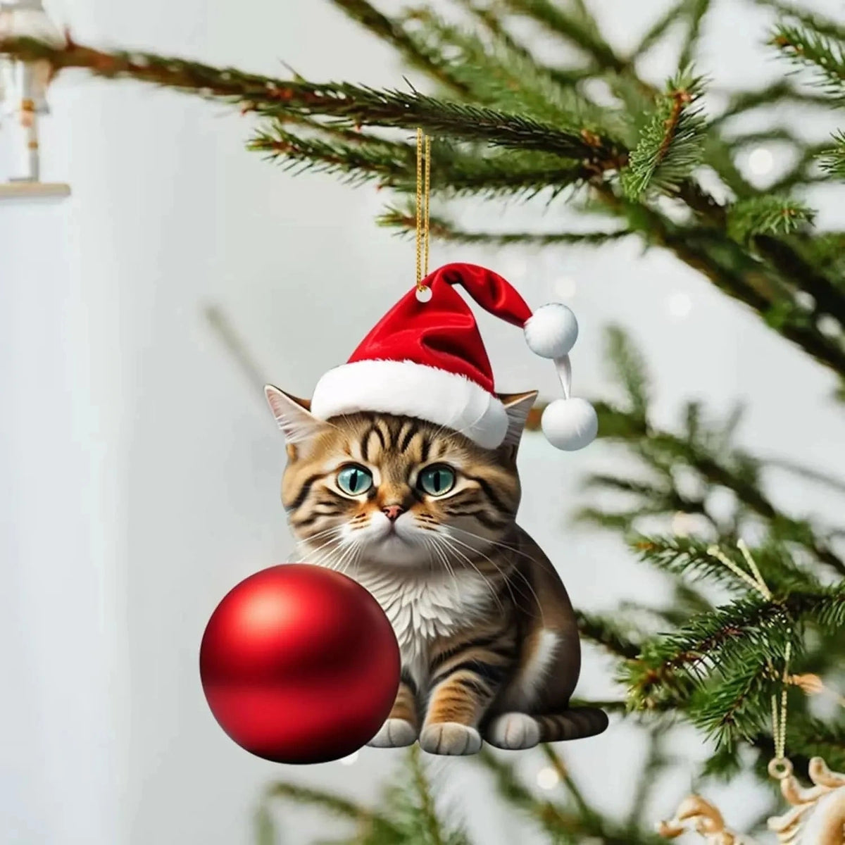 Catmerry - Weihnachtsanhänger mit Katzenmotiv und Weihnachtsmütze