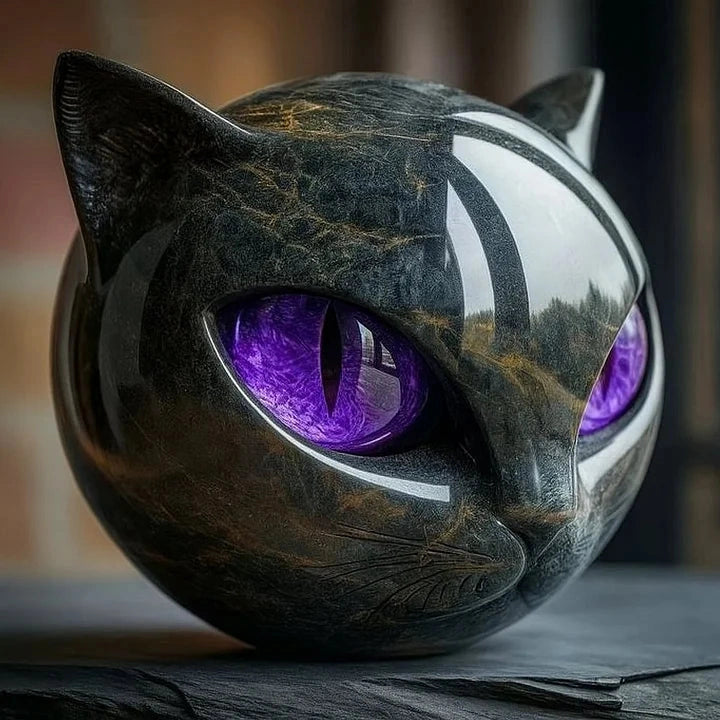 Marbicat - Katzenskulptur mit Marmoroptik für dekorative Innenräume