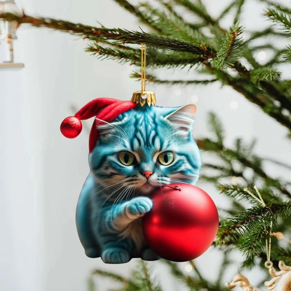 Catmerry - Weihnachtsanhänger mit Katzenmotiv und Weihnachtsmütze
