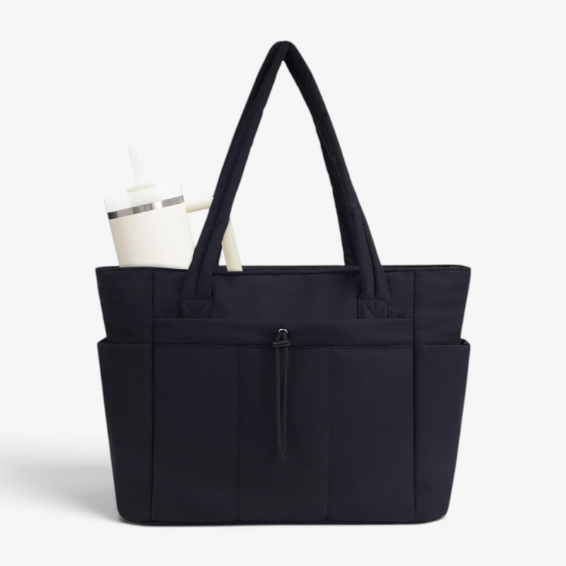QuiltCarry - Gesteppte Tragetasche mit Laptopfach und Becherhalter