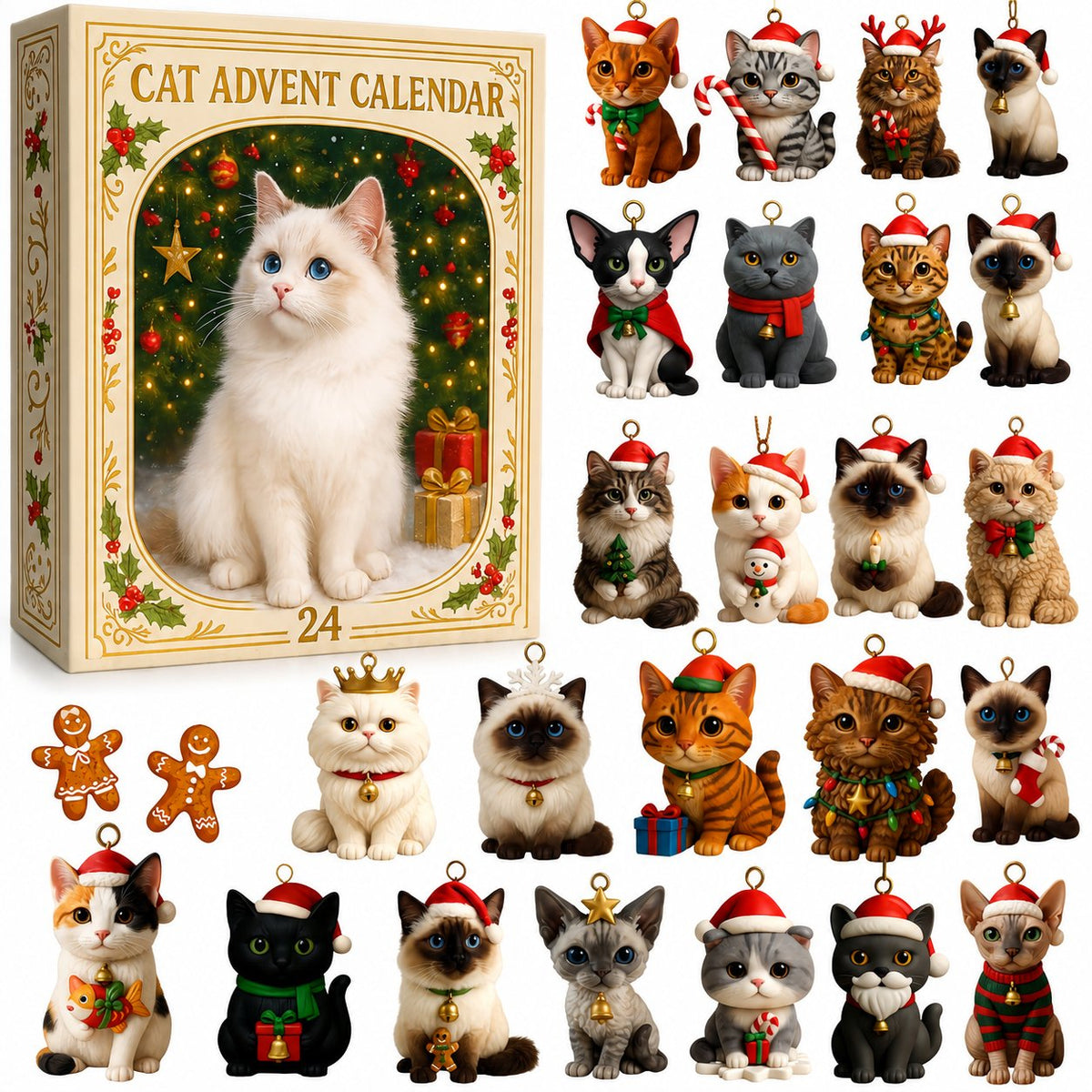 Catvent - Adventskalender mit Katzenmotiv und 24 Türchen