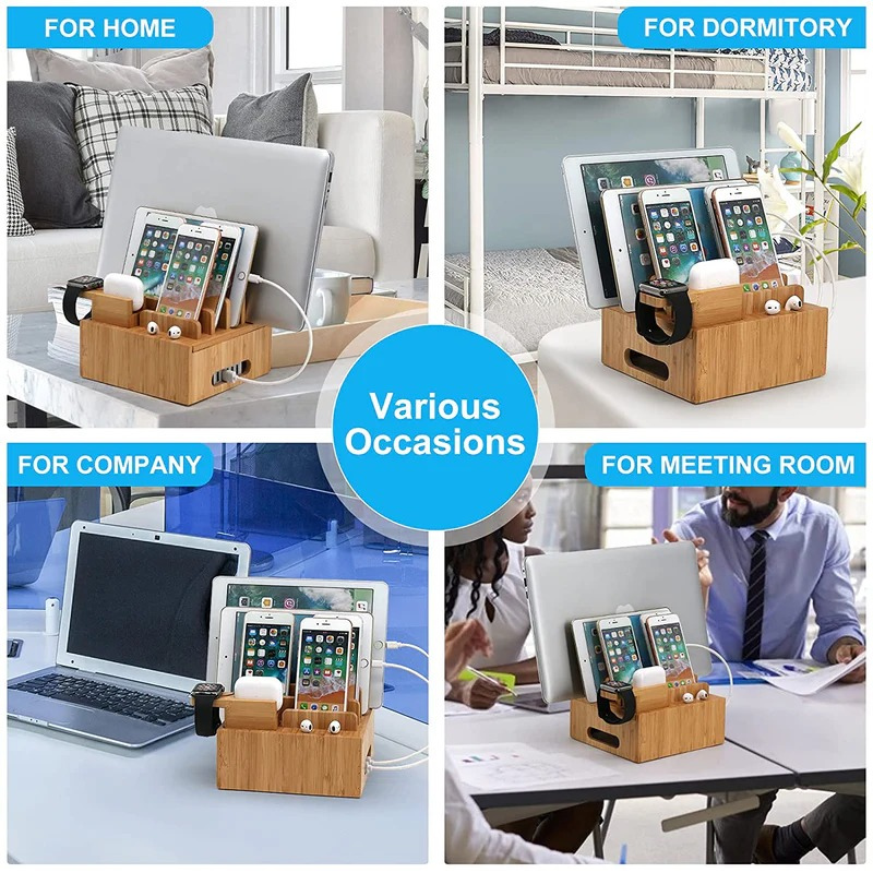 USB Ladestation Bambus 5 Port