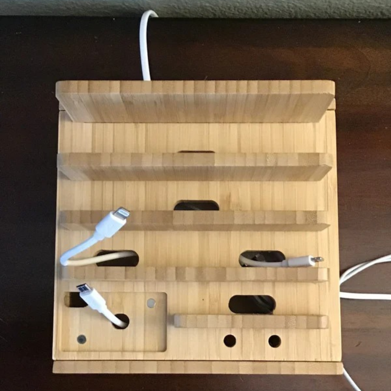 USB Ladestation Bambus 5 Port