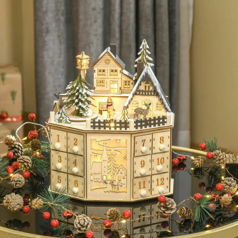 Noelglow - Adventskalender mit LED-Licht und Hausdesign